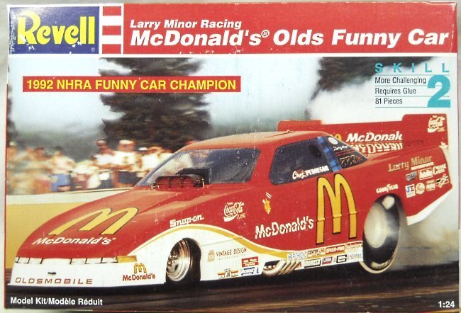 Revell 1/25 McDonalds Olds Funny Car Larry Minor Racing - 1992 NHRA Funny Car Champion, 7353 plastic model kit